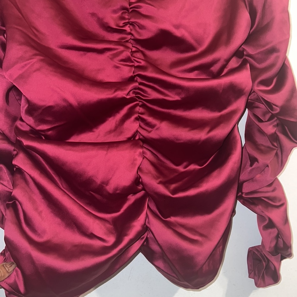 Marc New York Burgundy Wine Ruched Long Sleeved Blouse Size M - Picture 8 of 9